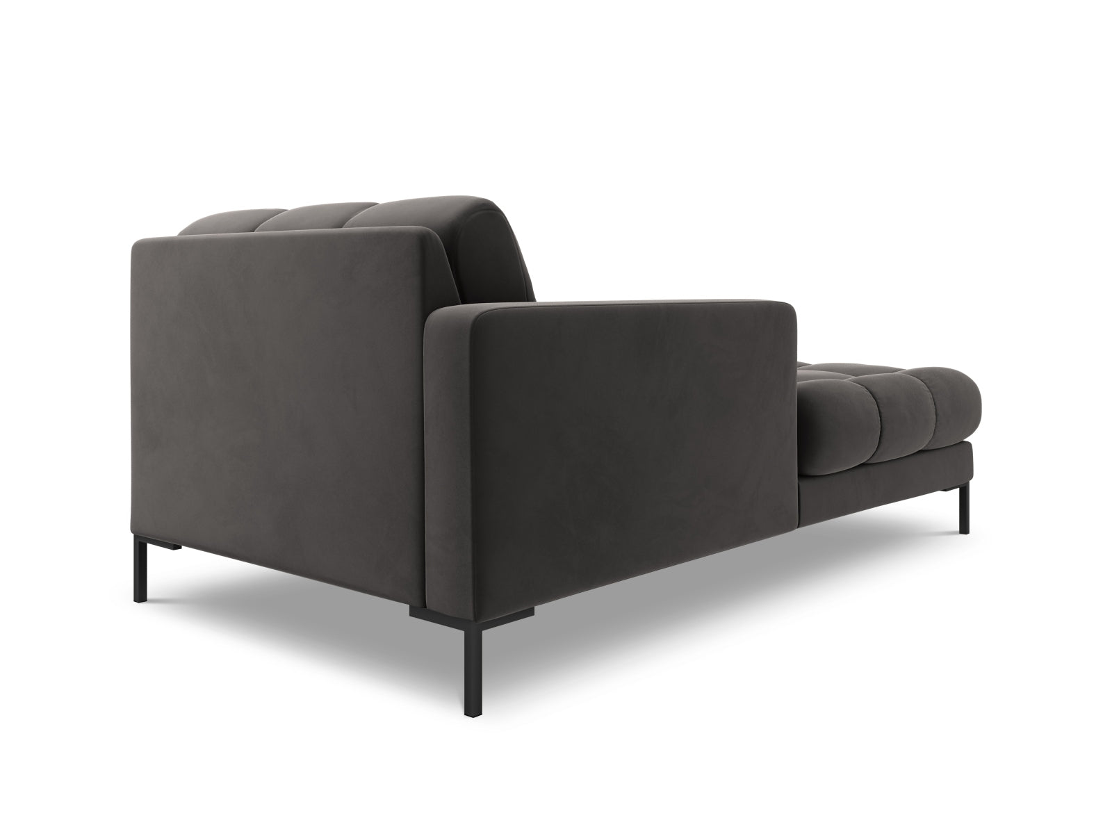 Elegante linke Chaise Longue Bali in Dunkelgrau-Bluvel, ideal für stilvolle Wohnräume und entspannte Momente.