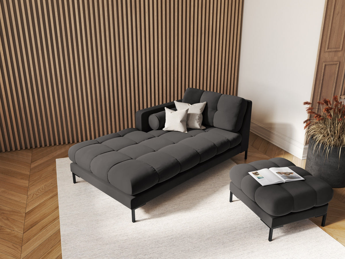 1-Sitzer Chaise Longue links Bali in Dark Grey-Bluvel präsentiert im Onlineshop von KAQTU Design AG. Modulares Sofa ist von Cosmopolitan Design