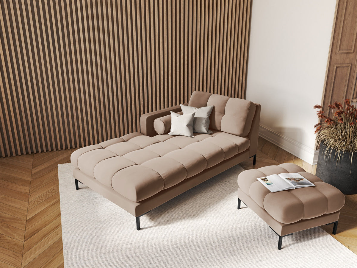 1-Sitzer Chaise Longue links Bali in Beige-Bluvel präsentiert im Onlineshop von KAQTU Design AG. Modulares Sofa ist von Cosmopolitan Design