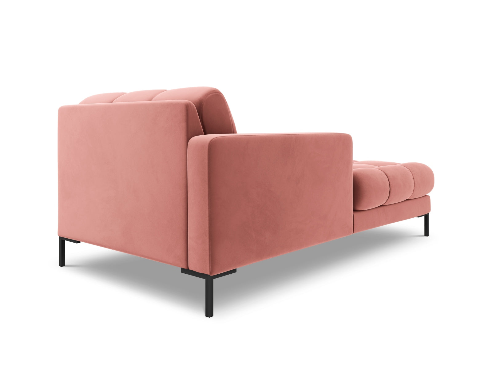 Elegante 1-Sitzer Chaise Longue links Bali in stilvollem Pink-Bluvel, ideal für trendbewusste Wohnräume und flexible Sitzlösungen.