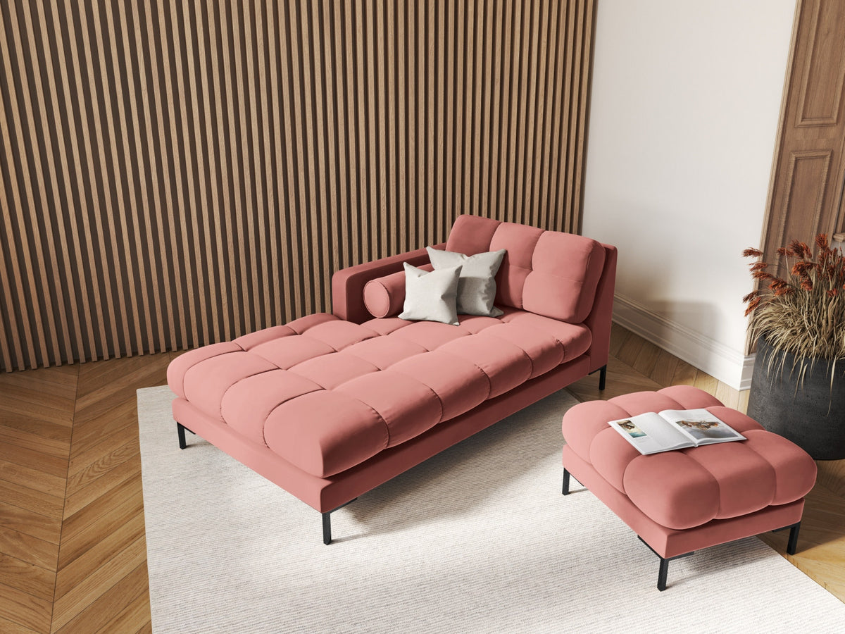 1-Sitzer Chaise Longue links Bali in Pink-Bluvel präsentiert im Onlineshop von KAQTU Design AG. Modulares Sofa ist von Cosmopolitan Design