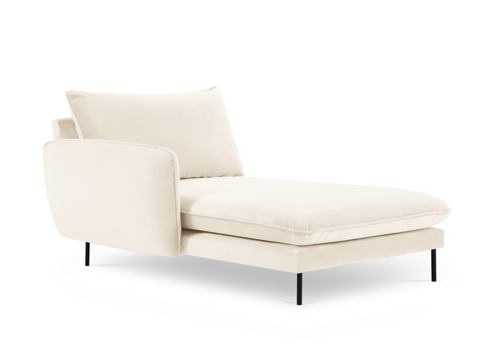 Vienna Velour Sofa Chaise Lounge links 1 Sitz 110cm in Light Beige/Schwarz-Bluvel präsentiert im Onlineshop von KAQTU Design AG. L-Sofa links ist von Cosmopolitan Design