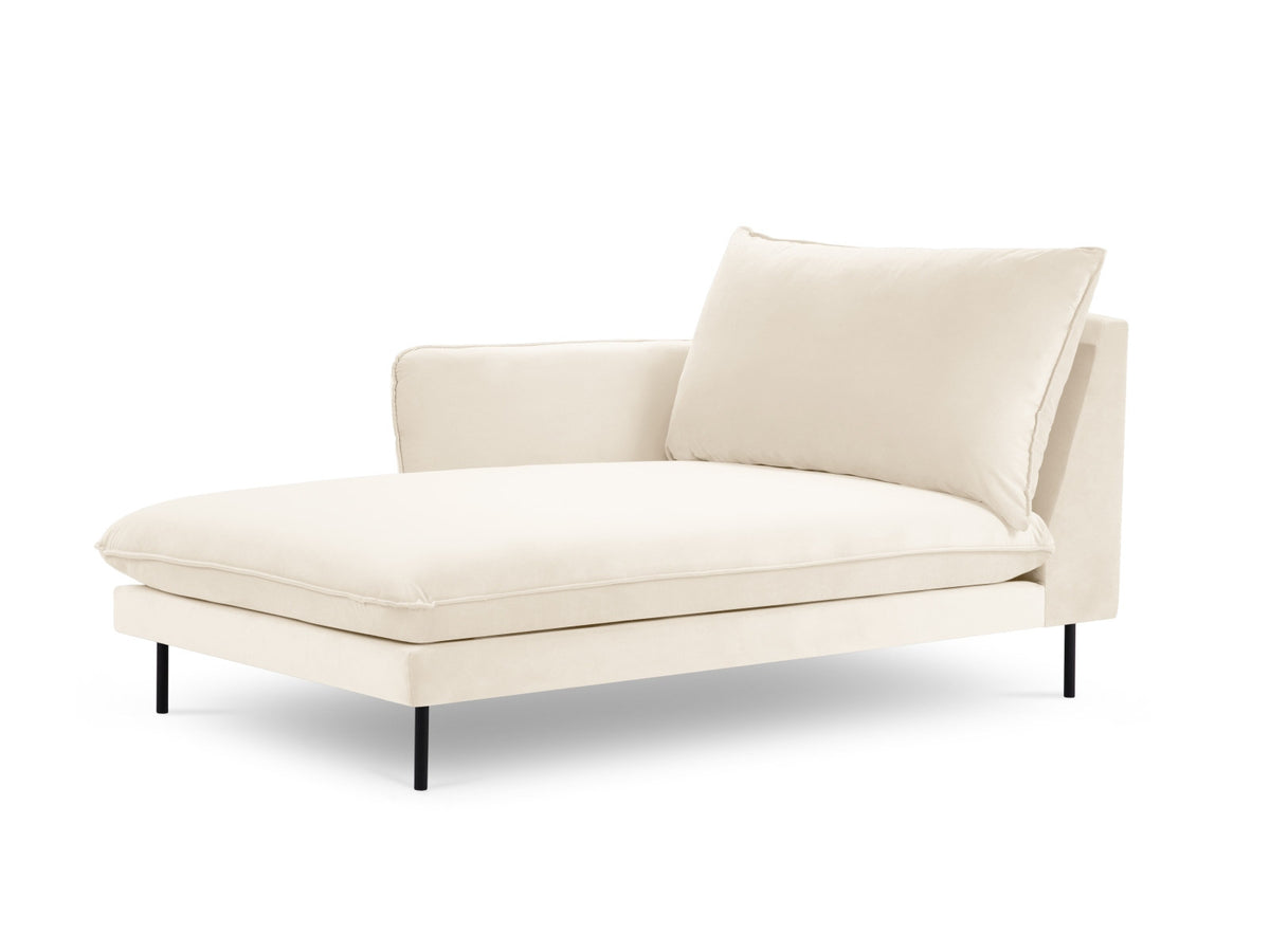 Vienna Velour Sofa Chaise Lounge links 1 Sitz 110cm in Light Beige/Schwarz-Bluvel präsentiert im Onlineshop von KAQTU Design AG. L-Sofa links ist von Cosmopolitan Design