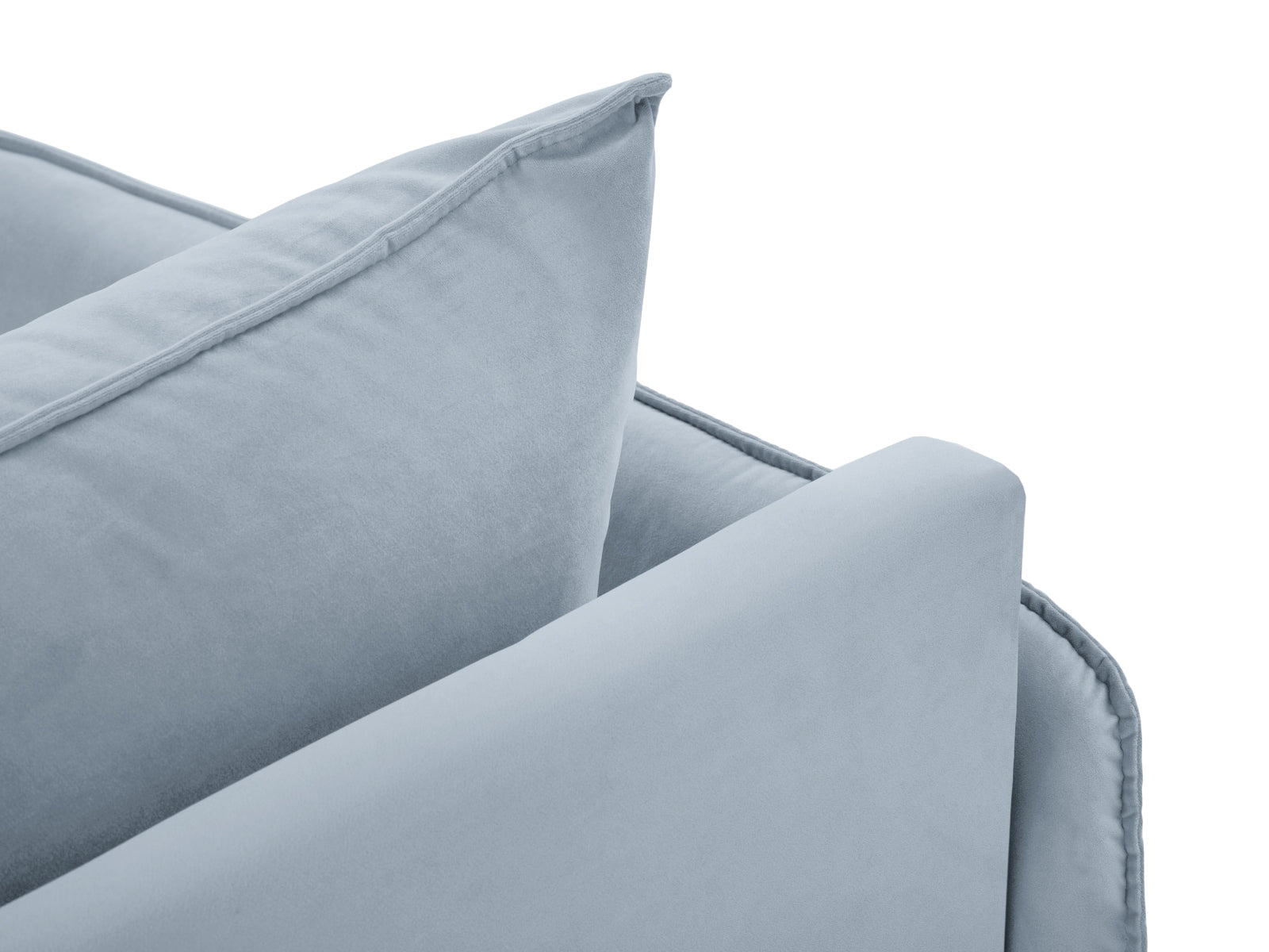 Elegantes Vienna Velour Sofa Chaise Lounge links mit 1 Sitz, in sanften Farbtönen, ideal für moderne Wohnräume und stilvolle Akzente.