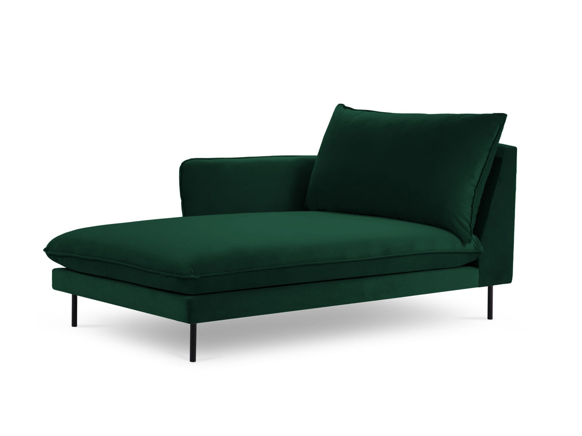 Vienna Velour Sofa Chaise Lounge links 1 Sitz 110cm in Bottle Green/Schwarz-Bluvel präsentiert im Onlineshop von KAQTU Design AG. L-Sofa links ist von Cosmopolitan Design