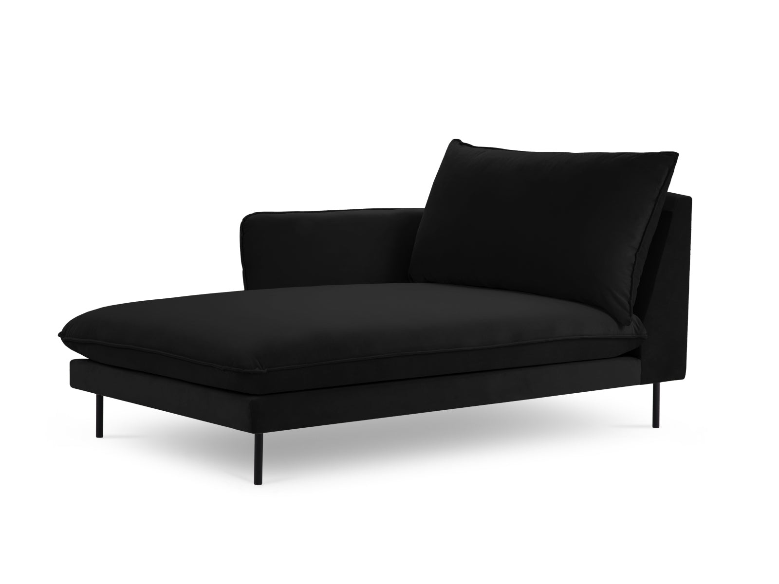 Vienna Velour Sofa Chaise Lounge links 1 Sitz 110cm in Black/Schwarz-Bluvel präsentiert im Onlineshop von KAQTU Design AG. L-Sofa links ist von Cosmopolitan Design
