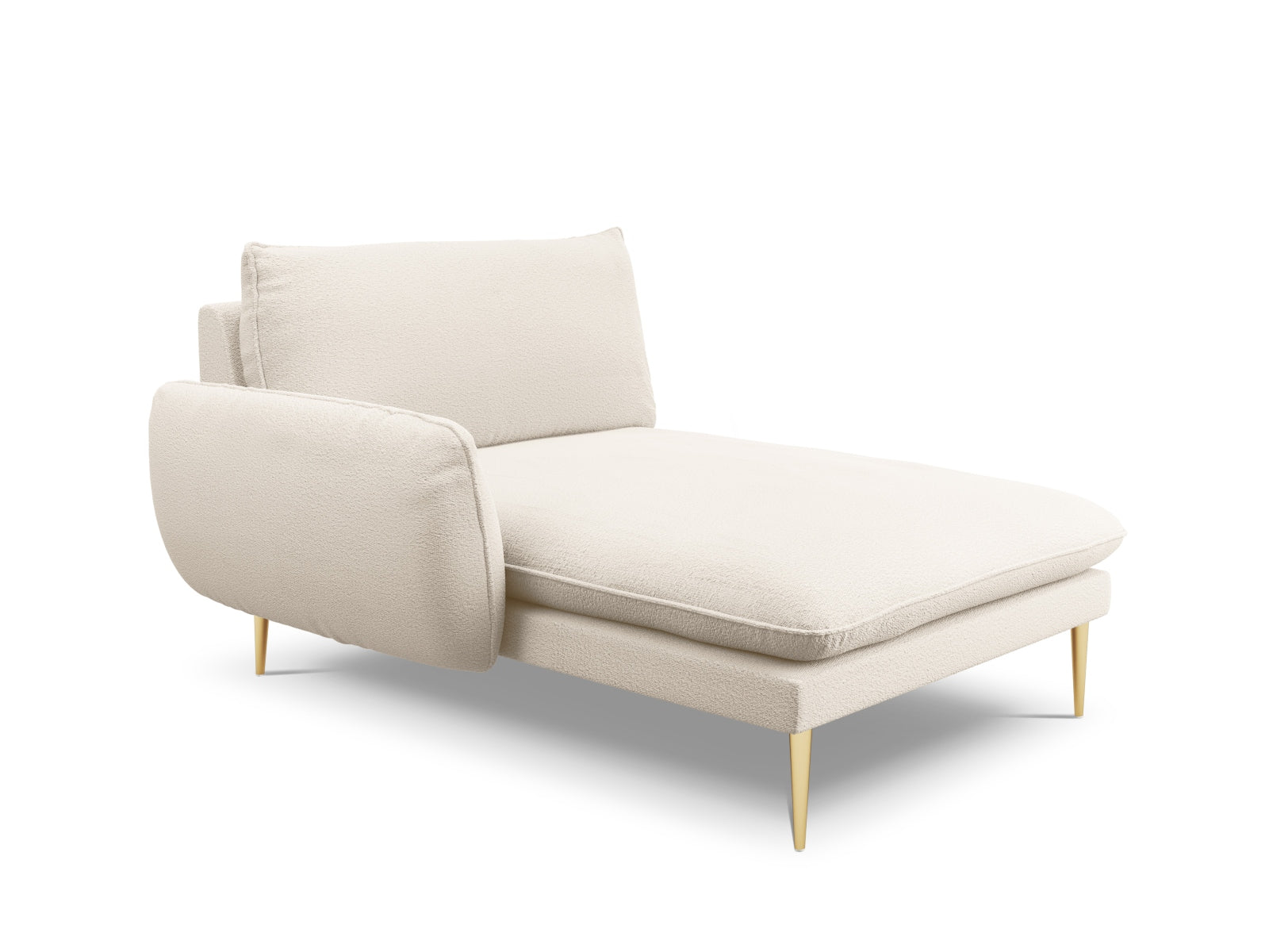 Vienna Boucle Sofa Chaise Lounge links 1 Sitz 110cm in Beige/Gold präsentiert im Onlineshop von KAQTU Design AG. L-Sofa links ist von Cosmopolitan Design
