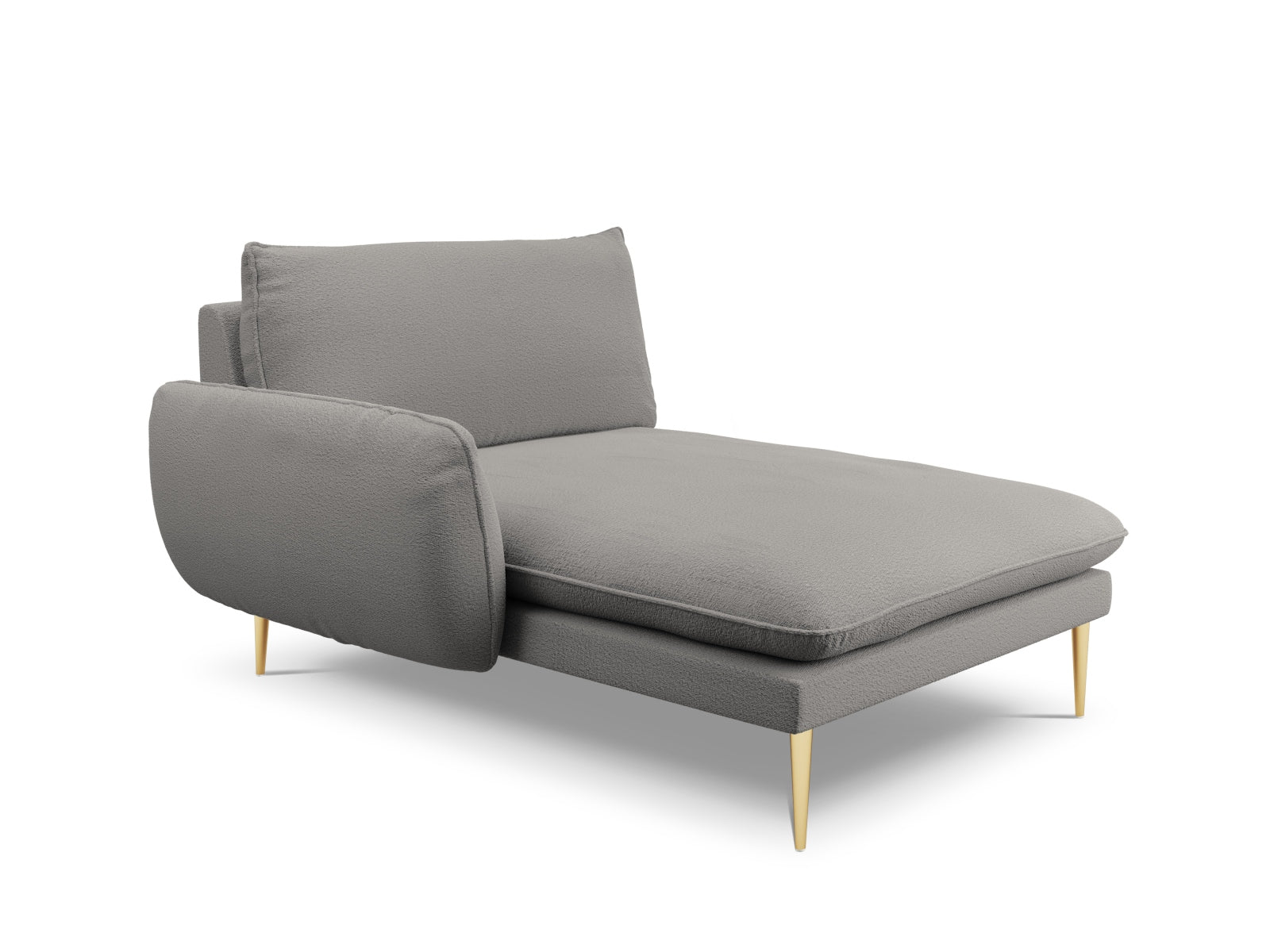 Vienna Boucle Sofa Chaise Lounge links 1 Sitz 110cm in Grey/Gold präsentiert im Onlineshop von KAQTU Design AG. L-Sofa links ist von Cosmopolitan Design