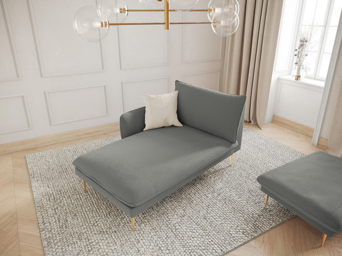 Vienna Boucle Sofa Chaise Lounge links 1 Sitz 110cm in Grey/Gold-Ascot präsentiert im Onlineshop von KAQTU Design AG. L-Sofa links ist von Cosmopolitan Design