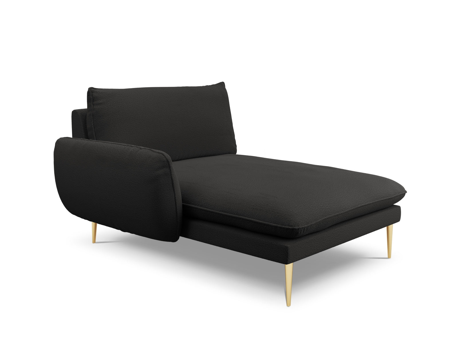 Vienna Boucle Sofa Chaise Lounge links 1 Sitz 110cm in Black/Gold präsentiert im Onlineshop von KAQTU Design AG. L-Sofa links ist von Cosmopolitan Design