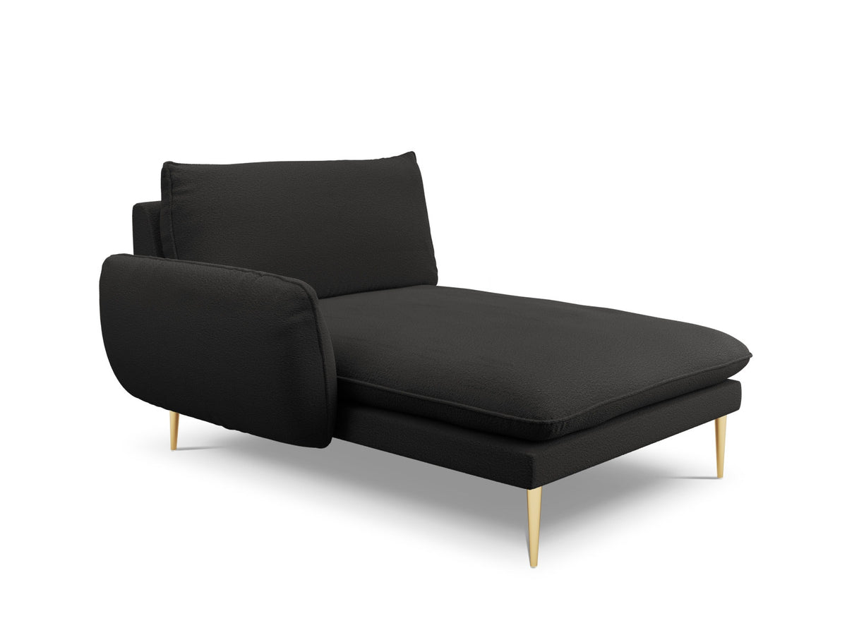 Vienna Boucle Sofa Chaise Lounge links 1 Sitz 110cm in Black/Gold-Ascot präsentiert im Onlineshop von KAQTU Design AG. L-Sofa links ist von Cosmopolitan Design