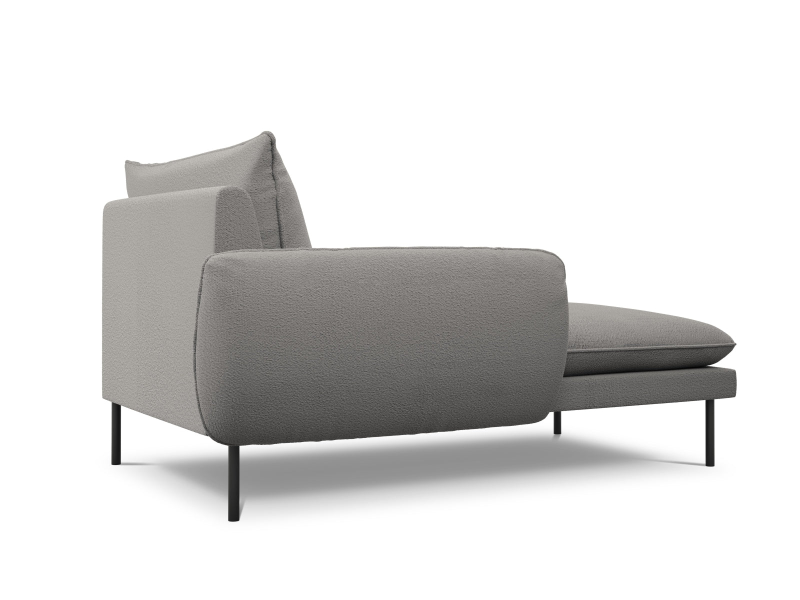 Elegantes linksseitiges Vienna Boucle Sofa mit 1 Sitzplatz, 110 cm, in modernem Grau/Schwarz, ideal für stilvolle Wohnräume.