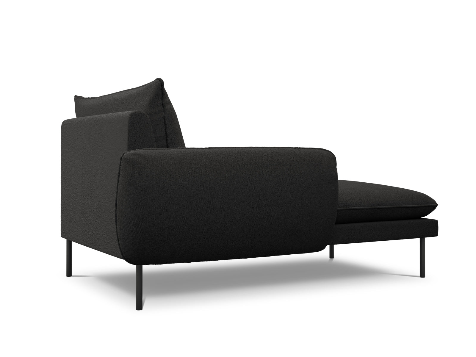 Elegantes Boucle-Sofa Chaise Lounge links, 1 Sitzplatz, 110 cm, in modernem Schwarz, ideal für stilvolle Wohnräume.
