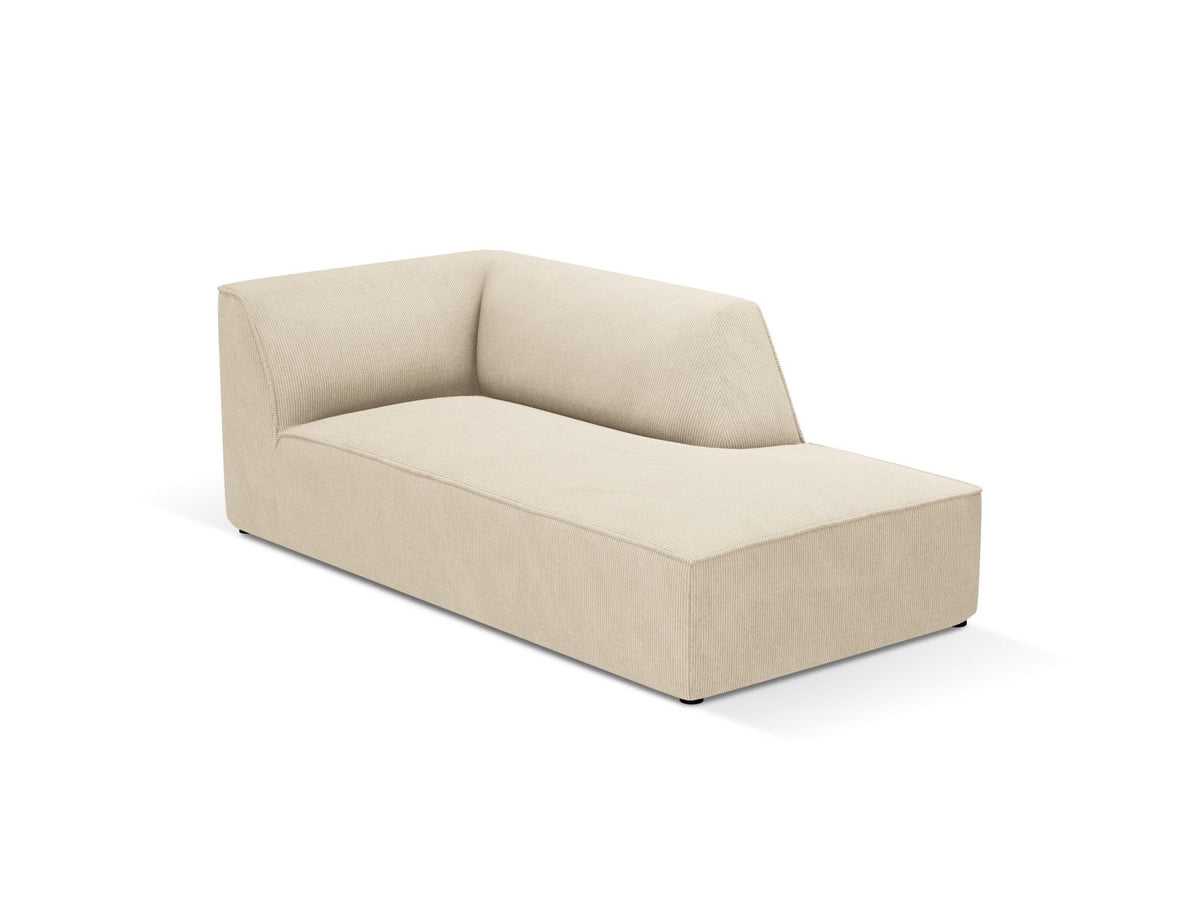 Siena Chaiselongue rechts 1-Sitzer 181cm in Light Beige-Scala mit strukturiertem Cordstoff, Massivholzrahmen und schwarzen Kunststoffbeinen.