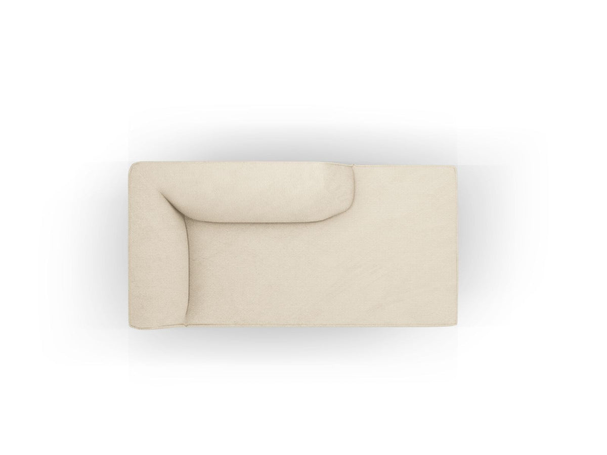 Siena Chaiselongue rechts 1-Sitzer 181cm in Light Beige-Scala mit strukturiertem Cordstoff, Massivholzrahmen und schwarzen Kunststoffbeinen.