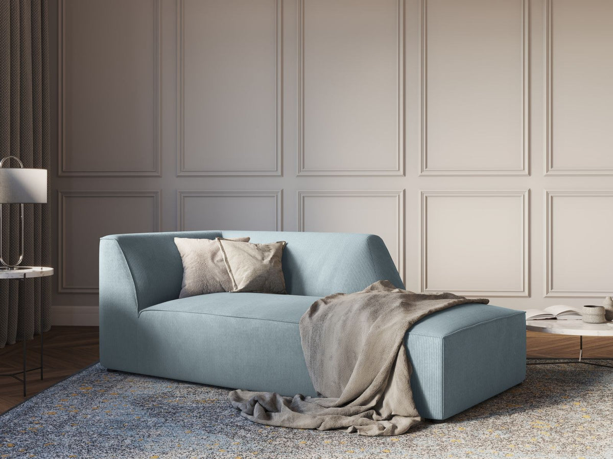 Siena Chaiselongue rechts 1-Sitzer 181cm in Light Beige-Scala mit strukturiertem Cordstoff, Massivholzrahmen und schwarzen Kunststoffbeinen.