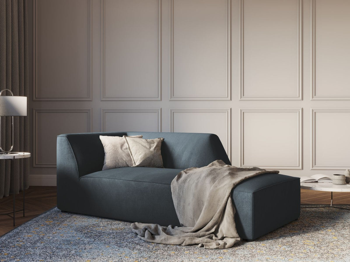 Siena Chaiselongue rechts 1-Sitzer 181cm in Light Beige-Scala mit strukturiertem Cordstoff, Massivholzrahmen und schwarzen Kunststoffbeinen.