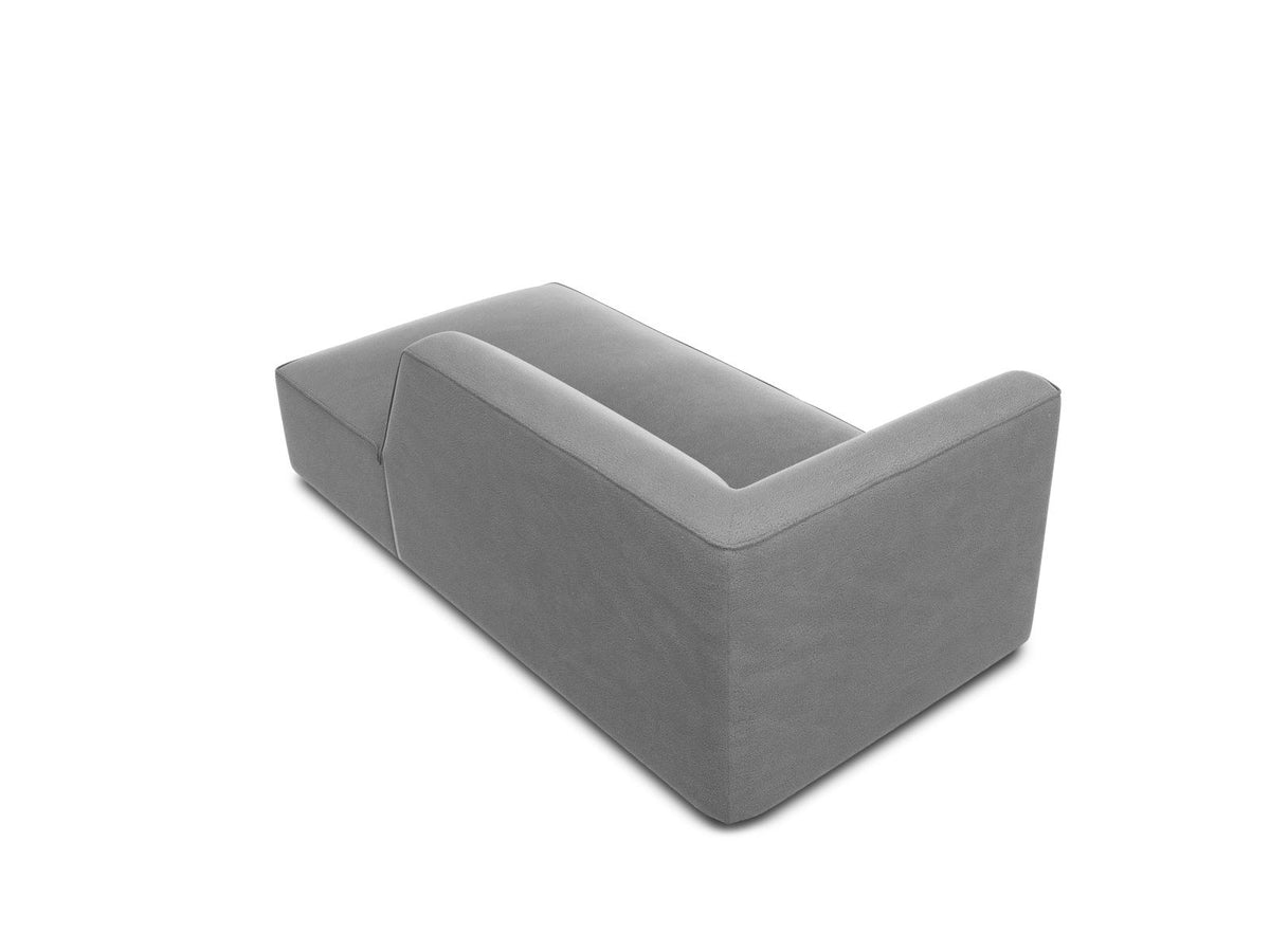 Beige Samt-Chaiselongue Siena von Cosmopolitan Design, rechte Ausführung, Massivholzrahmen, schwarze Kunststoffbeine, 181cm lang.