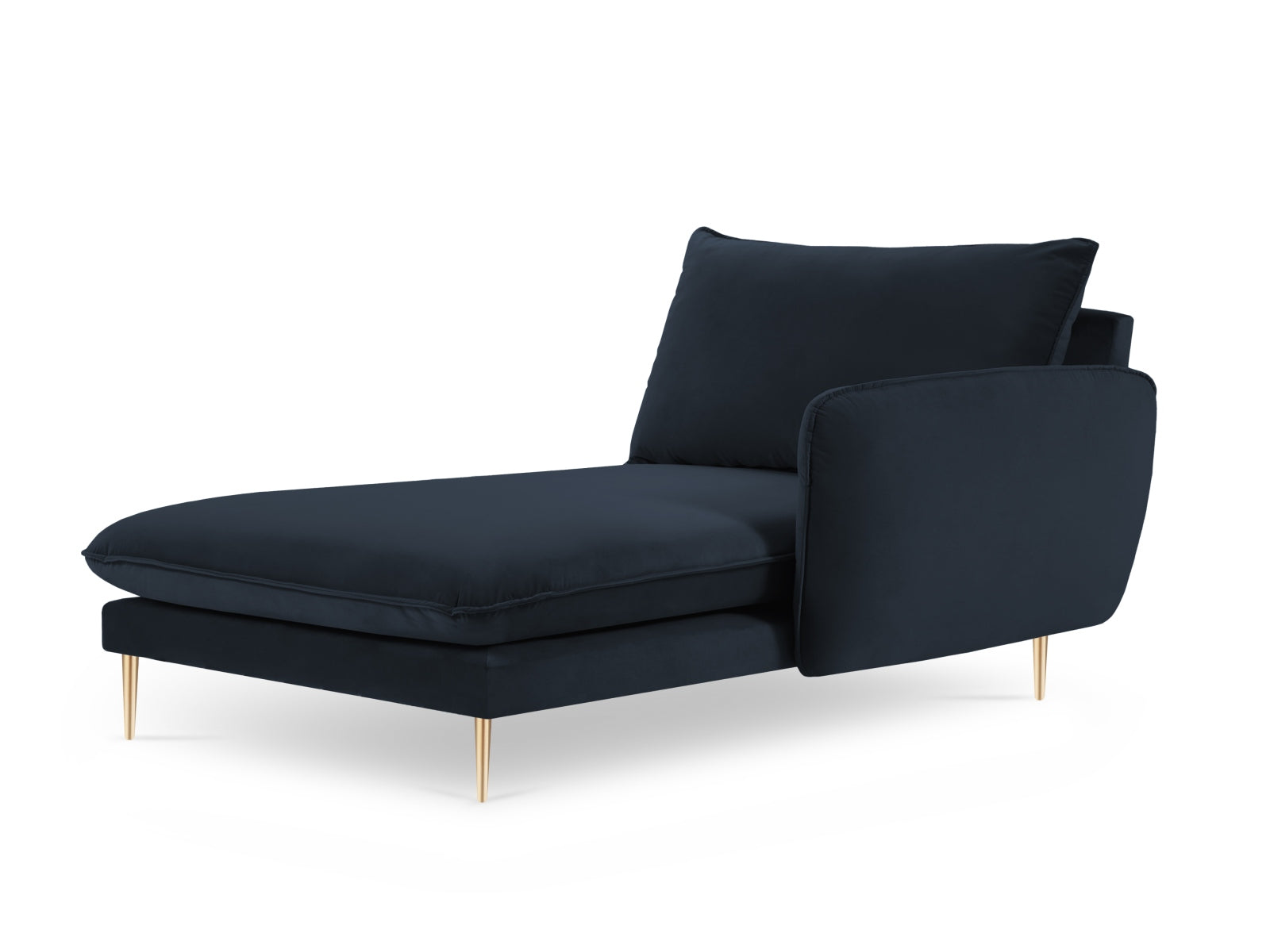 Vienna Velour Sofa Chaise Lounge rechts 1 Sitz 110cm in Dark Blue/Gold-Bluvel präsentiert im Onlineshop von KAQTU Design AG. L-Sofa rechts ist von Cosmopolitan Design