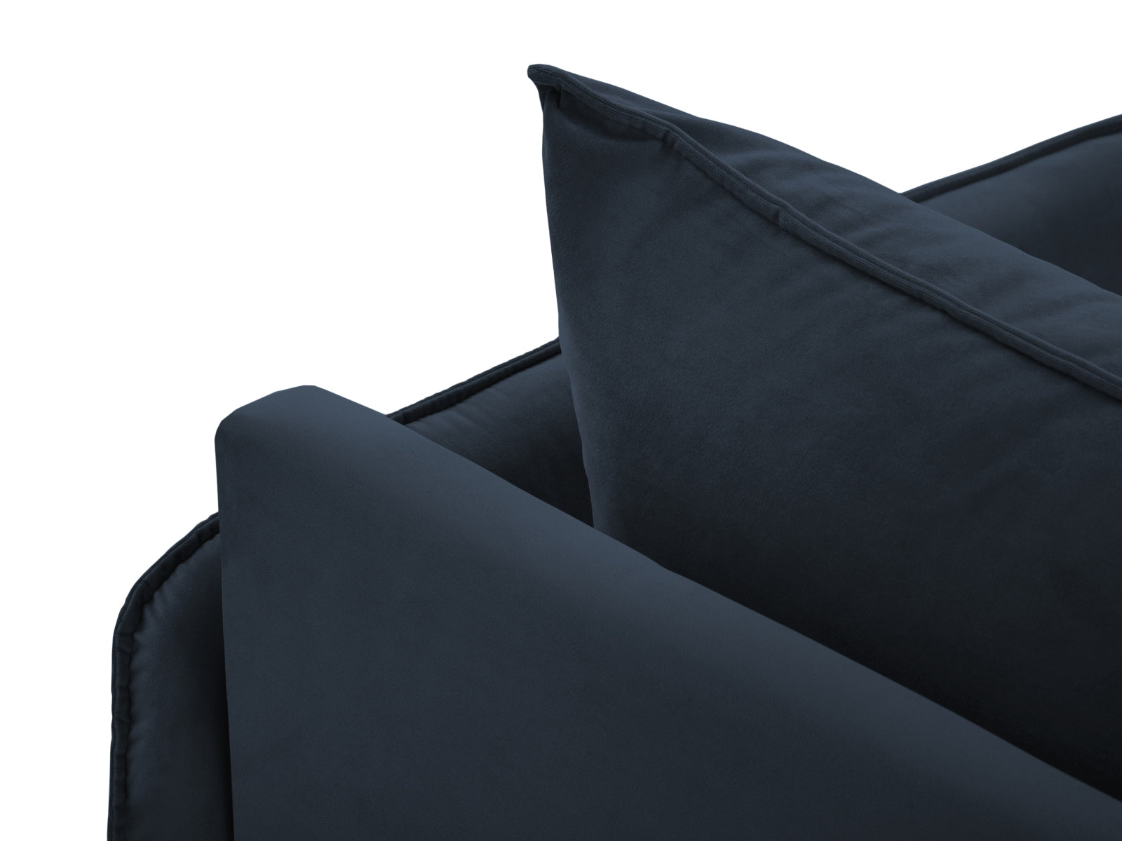 Elegantes Vienna Velour Sofa Chaise Lounge in royalblau, mit stilvollen goldenen Akzenten, ideal für stilvolle Wohnräume.