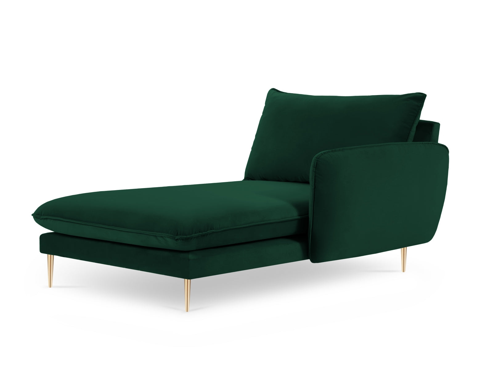 Vienna Velour Sofa Chaise Lounge rechts 1 Sitz 110cm in Bottle Green/Gold-Bluvel präsentiert im Onlineshop von KAQTU Design AG. L-Sofa rechts ist von Cosmopolitan Design