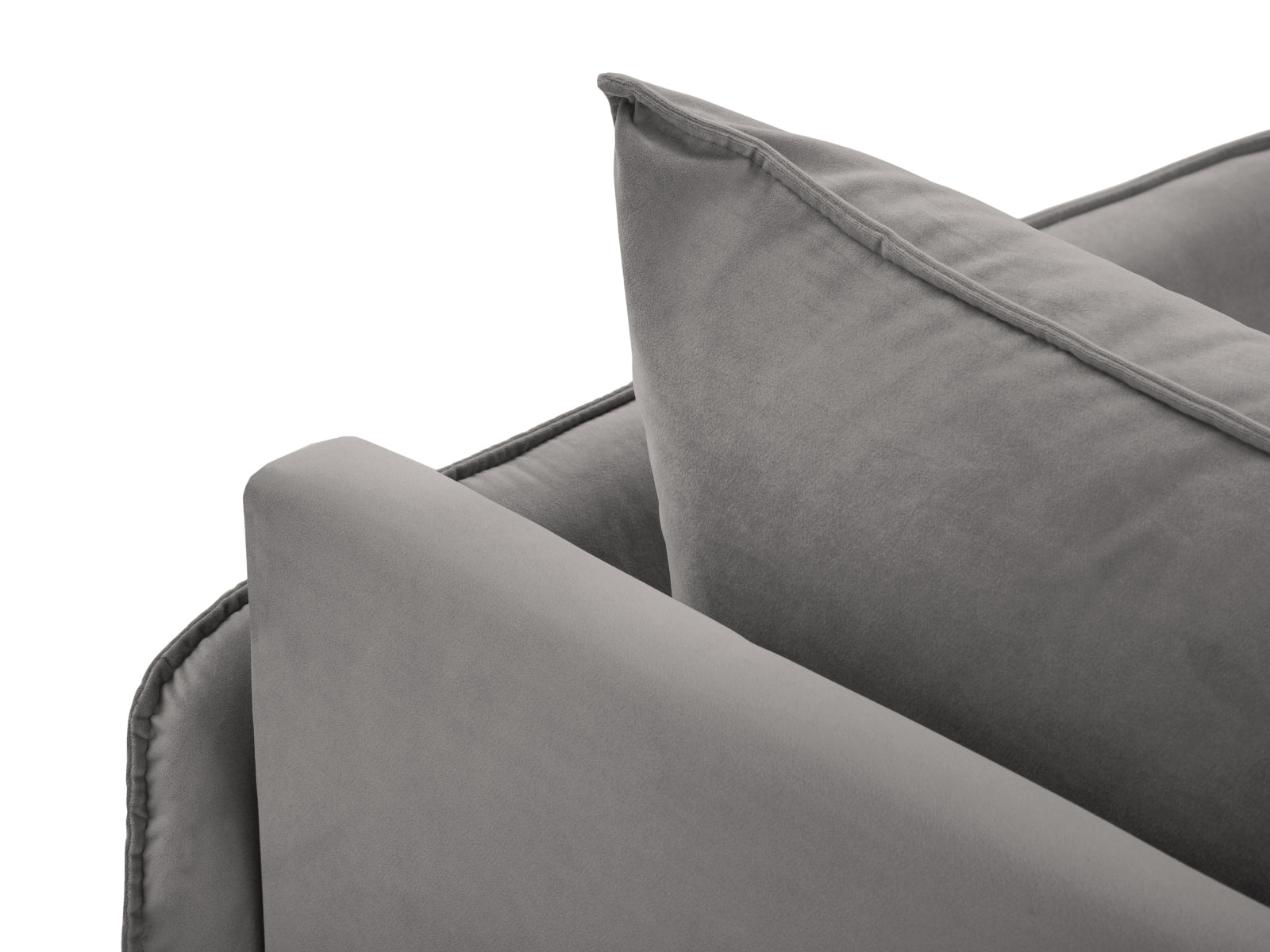 Vienna Velour Sofa Chaise Lounge rechts 1 Sitz 110cm in Light Grey/Gold-Bluvel präsentiert im Onlineshop von KAQTU Design AG. L-Sofa rechts ist von Cosmopolitan Design