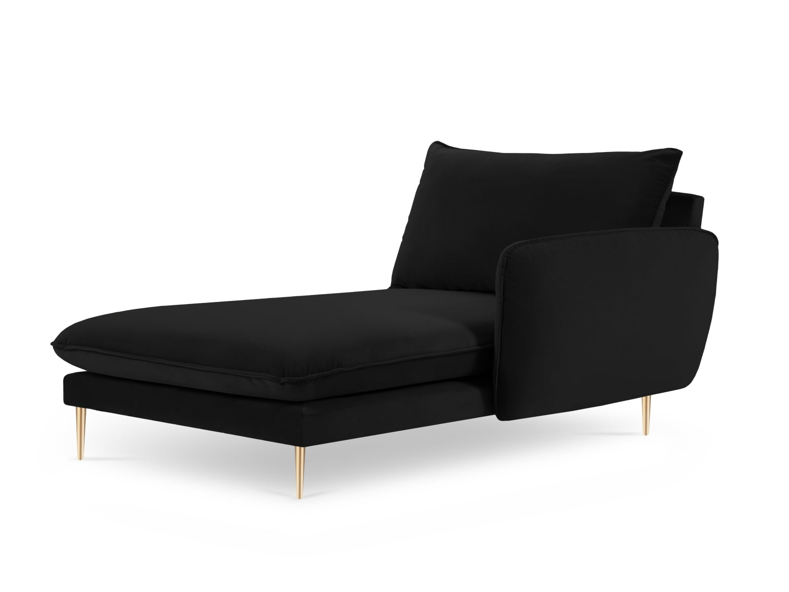 Vienna Velour Sofa Chaise Lounge rechts 1 Sitz 110cm in Black/Gold-Bluvel präsentiert im Onlineshop von KAQTU Design AG. L-Sofa rechts ist von Cosmopolitan Design