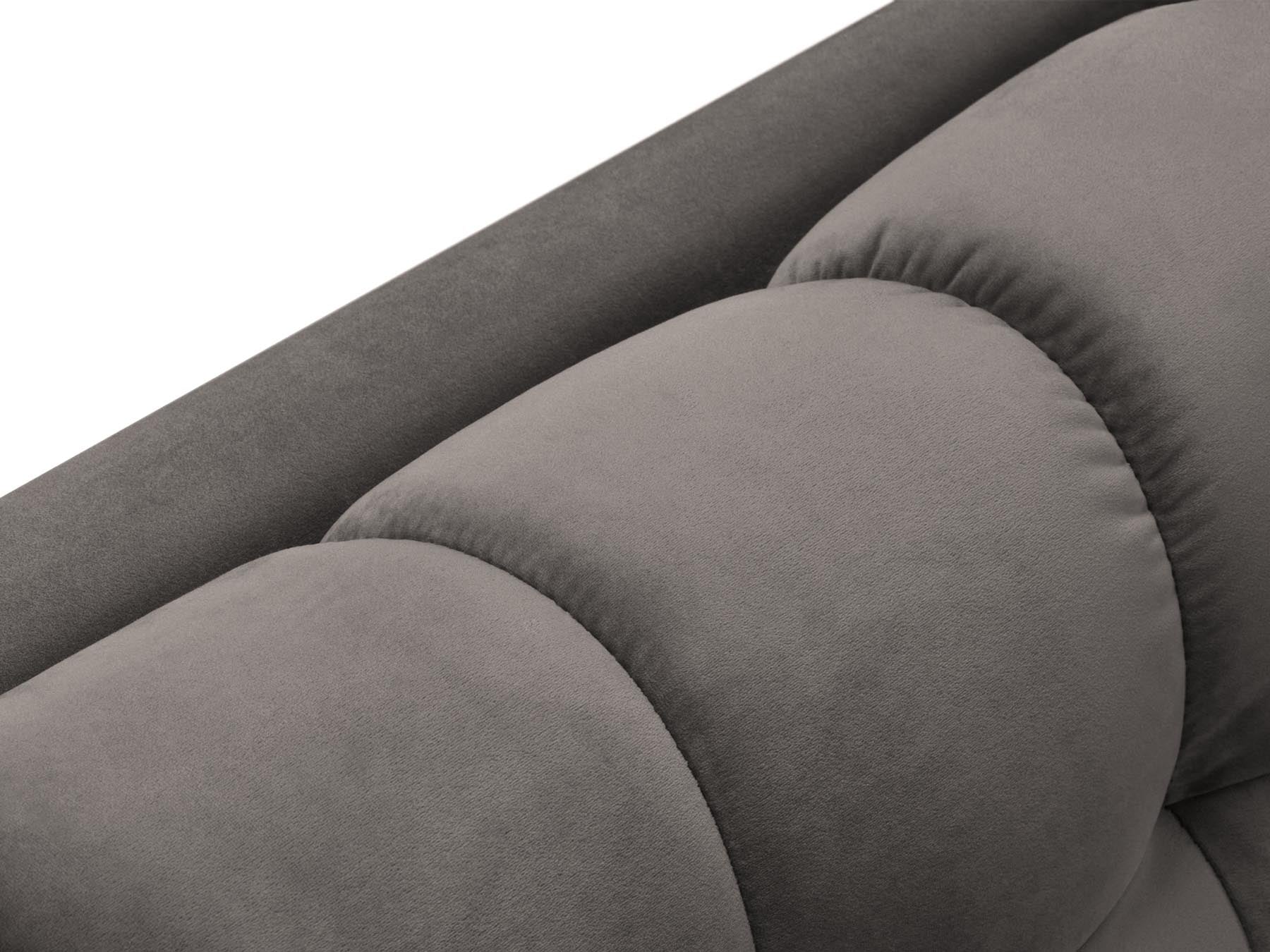 Moderne 1-Sitzer Chaise Longue rechts Bali in zartem Light Grey-Bluvel, perfekt für einladende und geschmackvolle Wohnambiente.