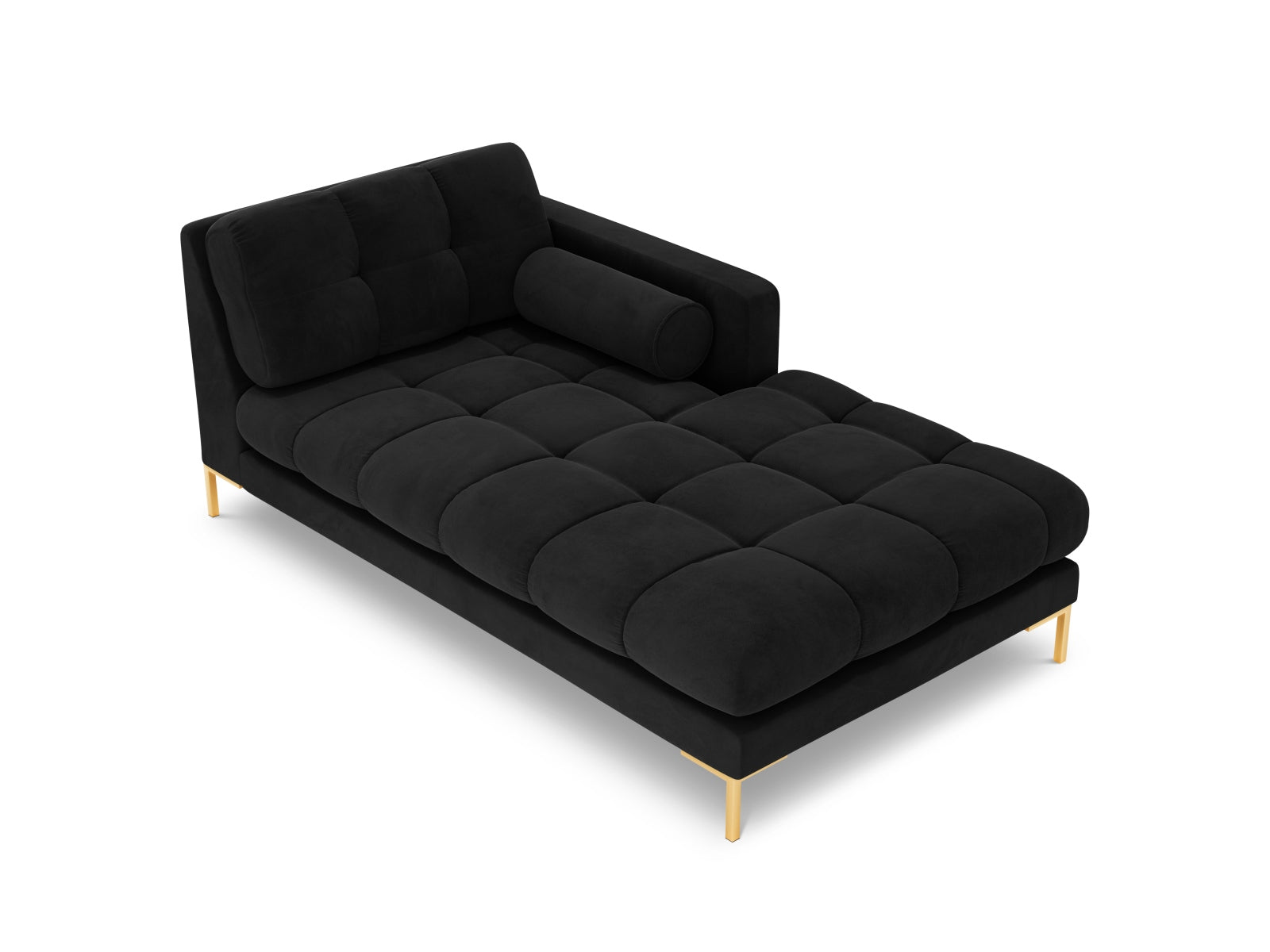 Stilvolle rechte Chaise Longue Bali für ein modulares Sofa, gefertigt aus edlem Black-Bluvel, perfekt für entspannte Momente.