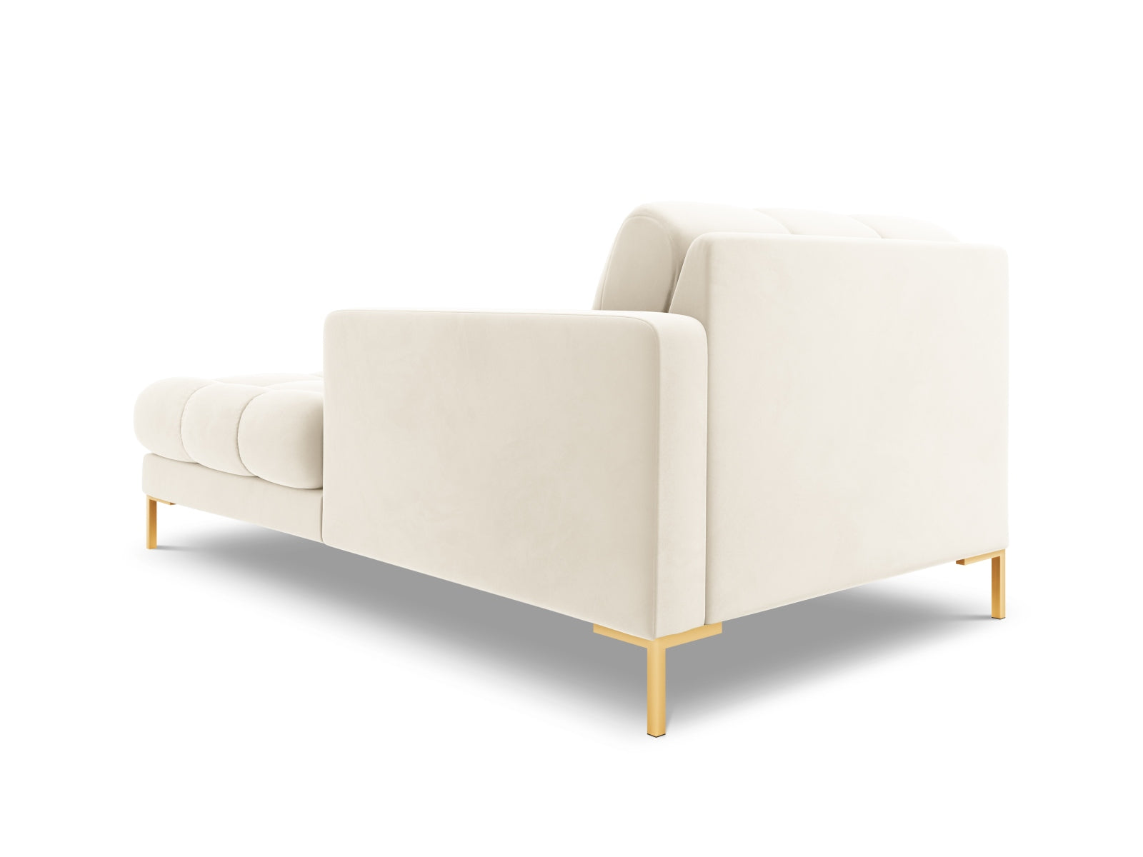 Moderne rechte Chaise Longue Bali in zartem Beige, perfekt für gemütliche Leseecken und stilvolle Wohnlandschaften.