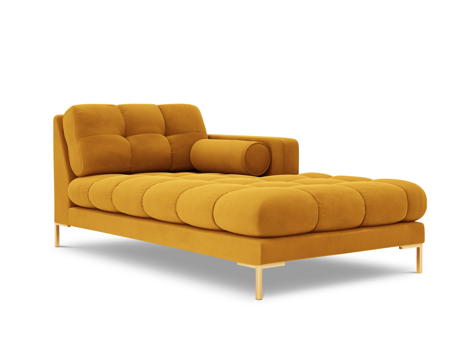 Moderne 1-Sitzer Chaise Longue rechts Bali in strahlendem Gelb, ideal für kreative Wohnräume und geschmackvolle Einrichtungsideen.