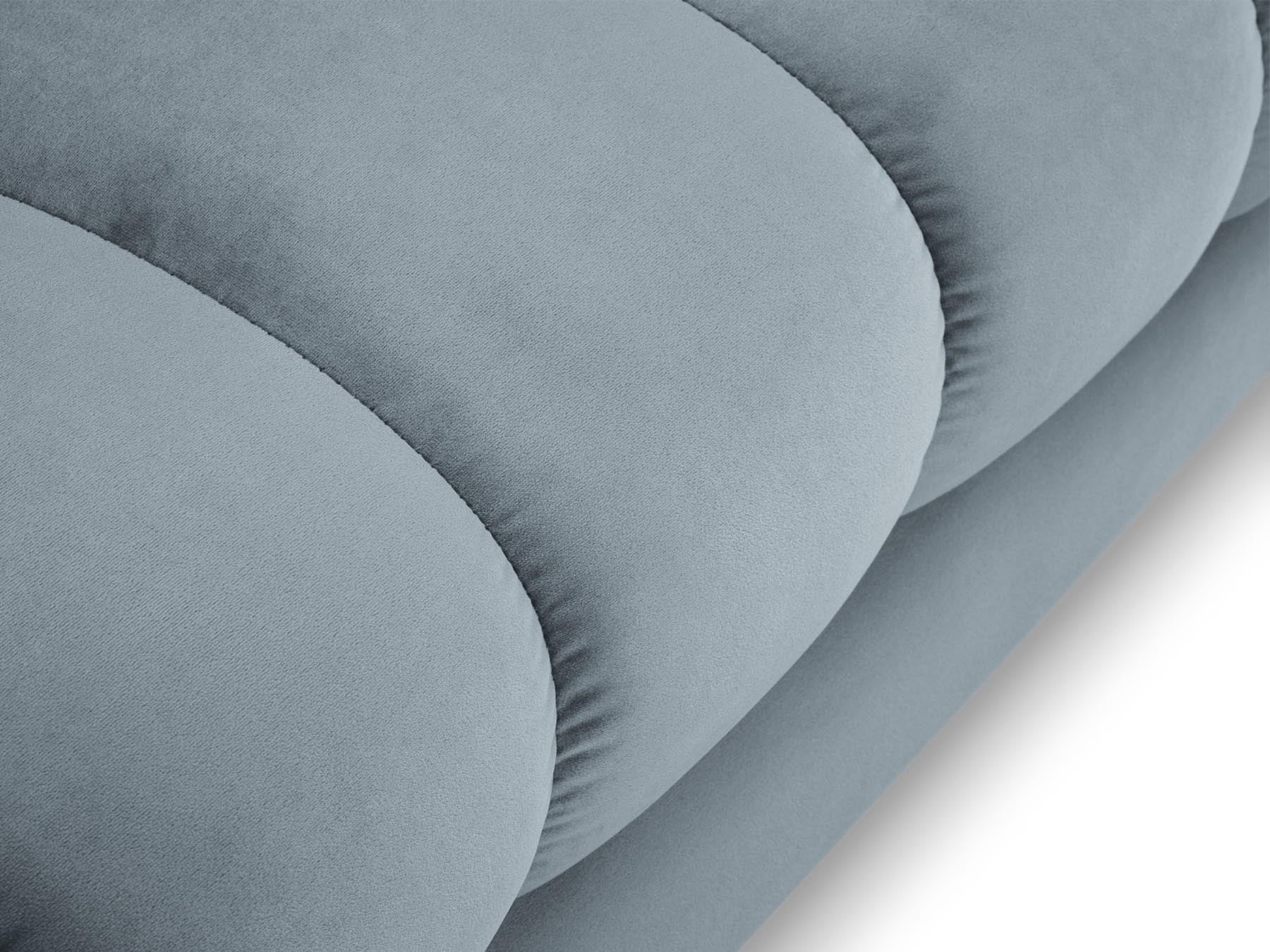 Elegante 1-Sitzer Chaise Longue rechts Bali in sanftem Hellblau, ideal für stilvolle Wohnräume und entspannende Rückzugsorte.