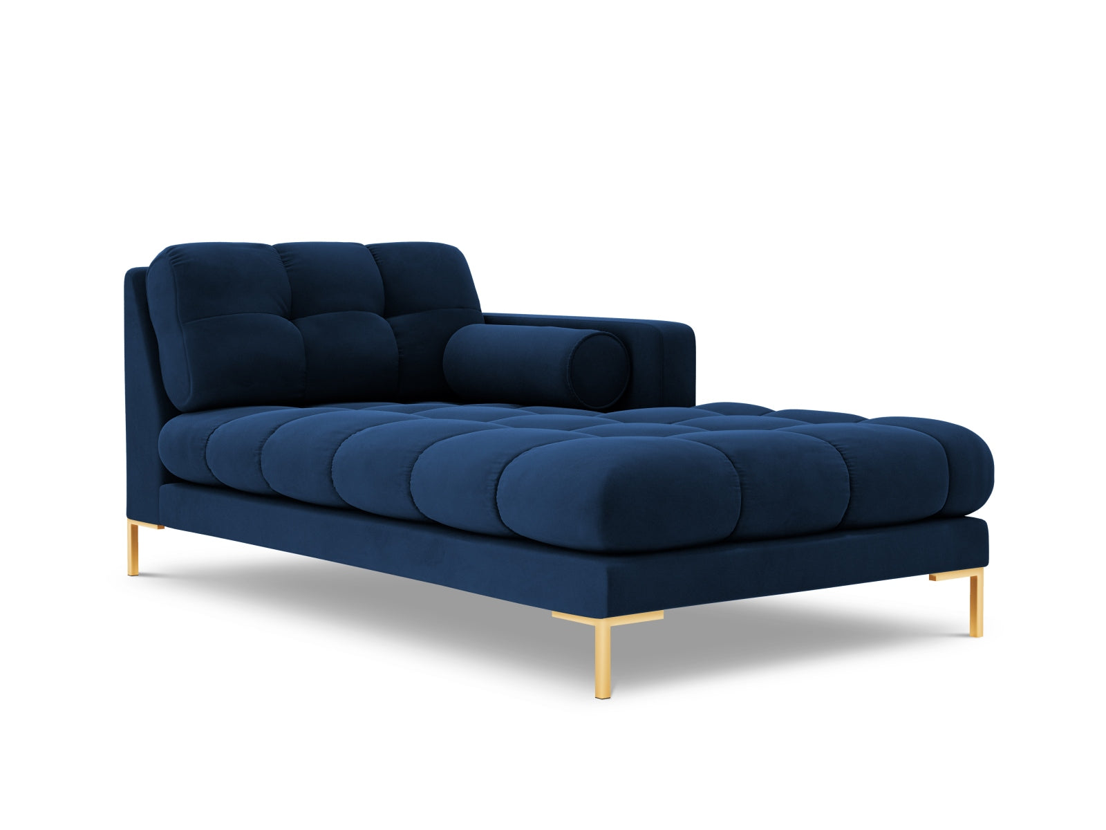 Elegante 1-Sitzer Chaise Longue rechts Bali in Royal Blue-Bluvel, ideal für entspannte Momente und geschmackvolle Wohnräume.