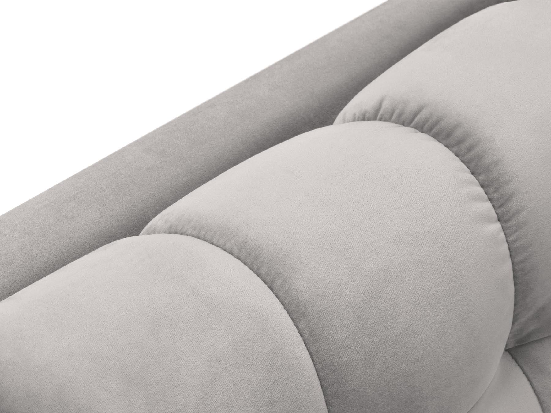 Elegante 1-Sitzer Chaise Longue rechts Bali in hochwertigem Silver-Bluvel, ideal für gemütliche Leseecken und moderne Wohnkonzepte.