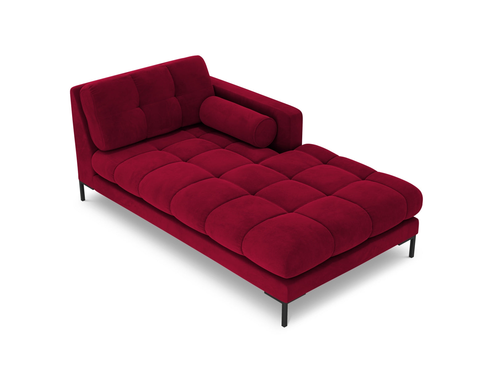 Elegante 1-Sitzer Chaise Longue rechts Bali in Red-Bluvel, ideal für stilvolle Wohnräume. Teil der modularen Sofaserie von Cosmopolitan Design.