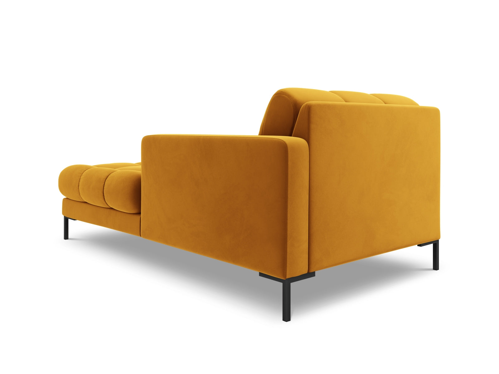 Stylische 1-Sitzer Chaise Longue rechts Bali in strahlendem Gelb, ideal für trendbewusste Wohnräume und flexible Sofa-Layouts.