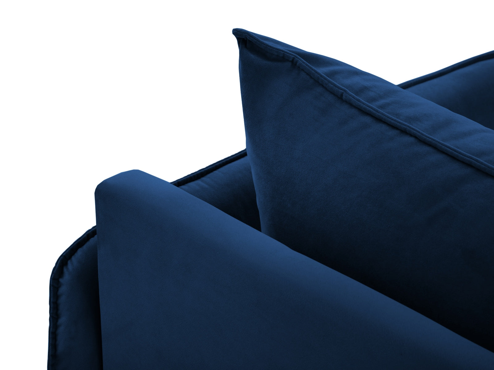 Elegantes Vienna Velour Sofa Chaise Lounge in Royalblau, rechte Variante, perfekt für stilvolle Wohnräume und entspannende Momente.