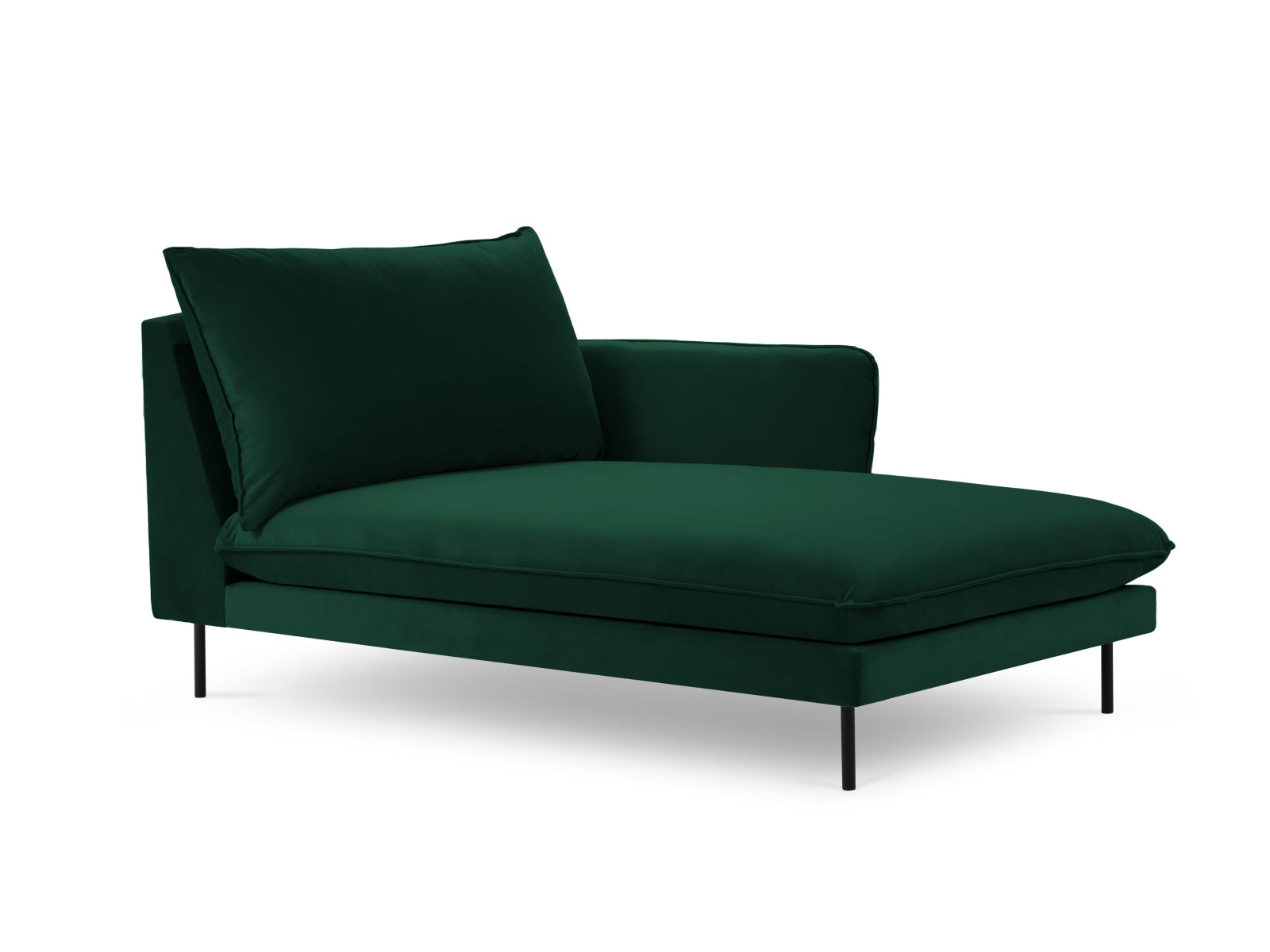 Vienna Velour Sofa Chaise Lounge rechts 1 Sitz 110cm in Bottle Green/Schwarz-Bluvel präsentiert im Onlineshop von KAQTU Design AG. L-Sofa rechts ist von Cosmopolitan Design