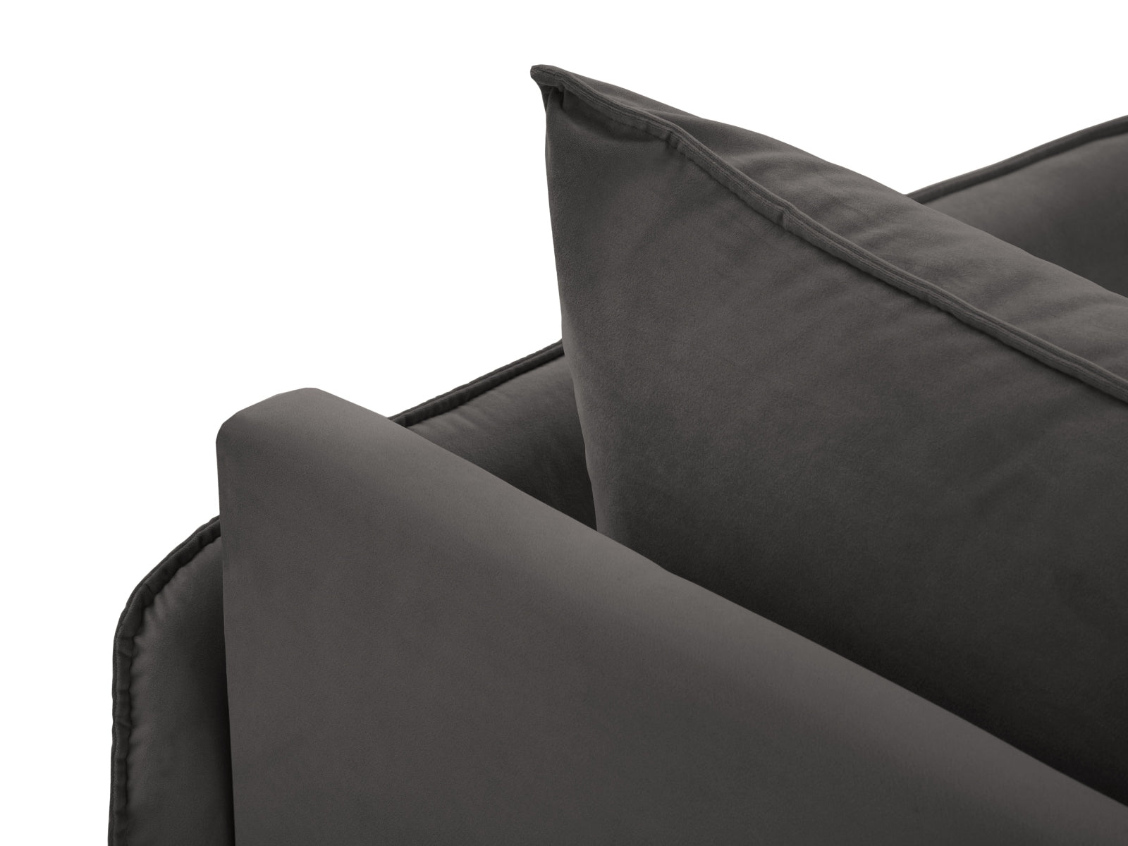 Elegantes, dunkelgraues Chaise Lounge Sofa von Cosmopolitan Design, ideal für entspannte Momente in modernen Wohnräumen.