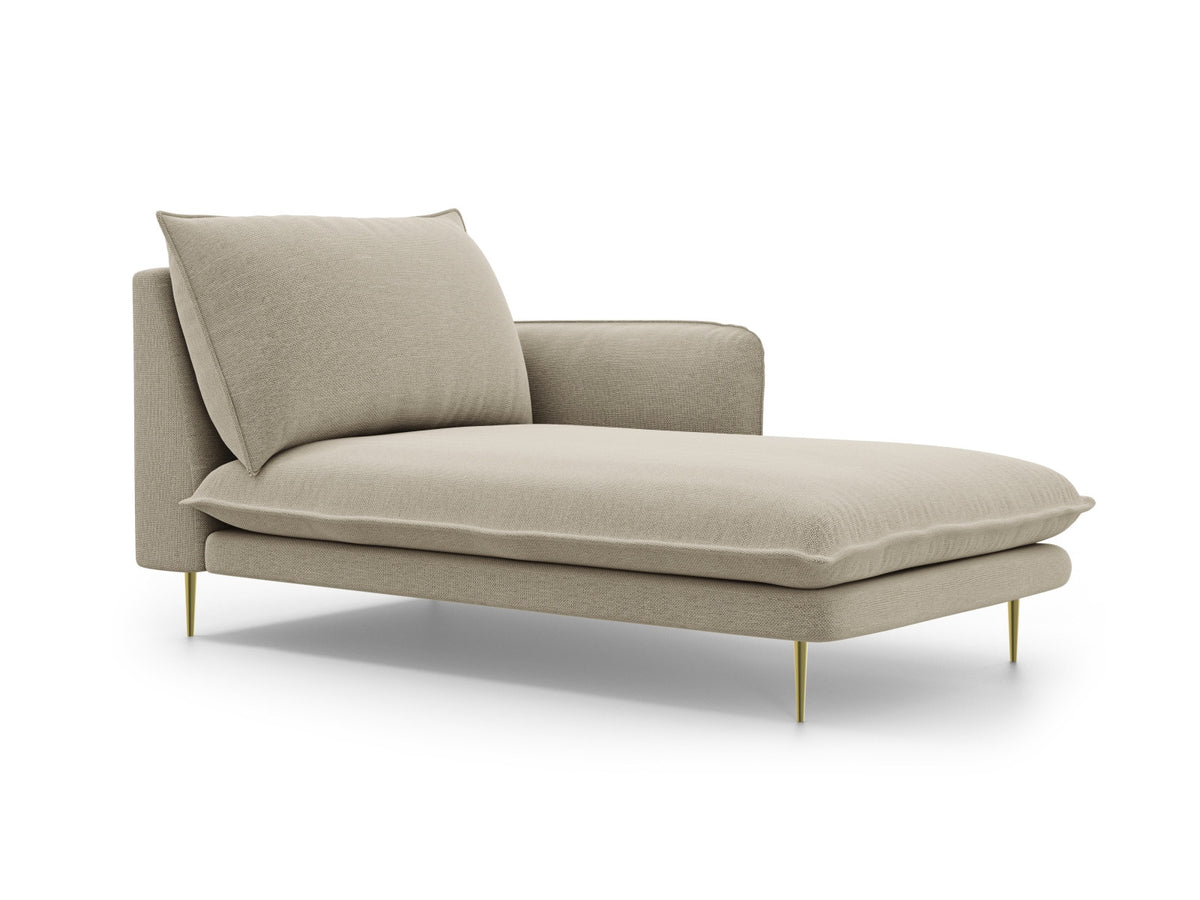 Vienna Sofa Chaise Lounge rechts 1 Sitz 110cm in Beige/Gold-Positano präsentiert im Onlineshop von KAQTU Design AG. L-Sofa rechts ist von Cosmopolitan Design