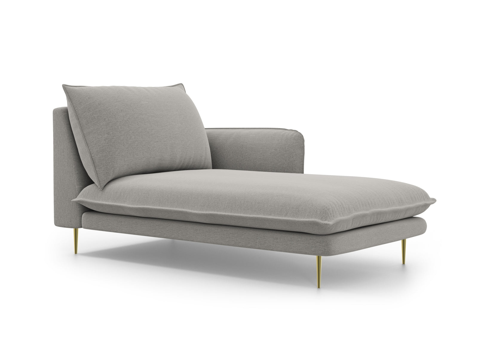 Vienna Sofa Chaise Lounge rechts 1 Sitz 110cm in Light Grey/Gold-Asgard/ Positano präsentiert im Onlineshop von KAQTU Design AG. L-Sofa rechts ist von Cosmopolitan Design