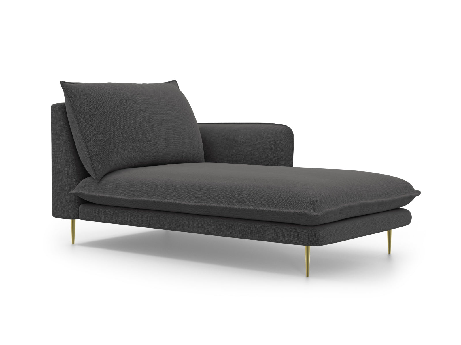 Vienna Sofa Chaise Lounge rechts 1 Sitz 110cm in Dark Grey/Gold präsentiert im Onlineshop von KAQTU Design AG. L-Sofa rechts ist von Cosmopolitan Design