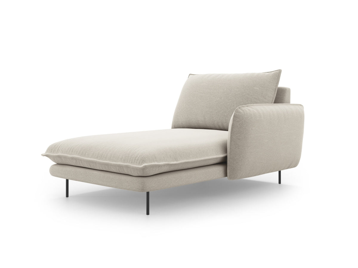 Vienna Sofa Chaise Lounge rechts 1 Sitz 110cm in Light Beige/Schwarz-Positano präsentiert im Onlineshop von KAQTU Design AG. L-Sofa rechts ist von Cosmopolitan Design