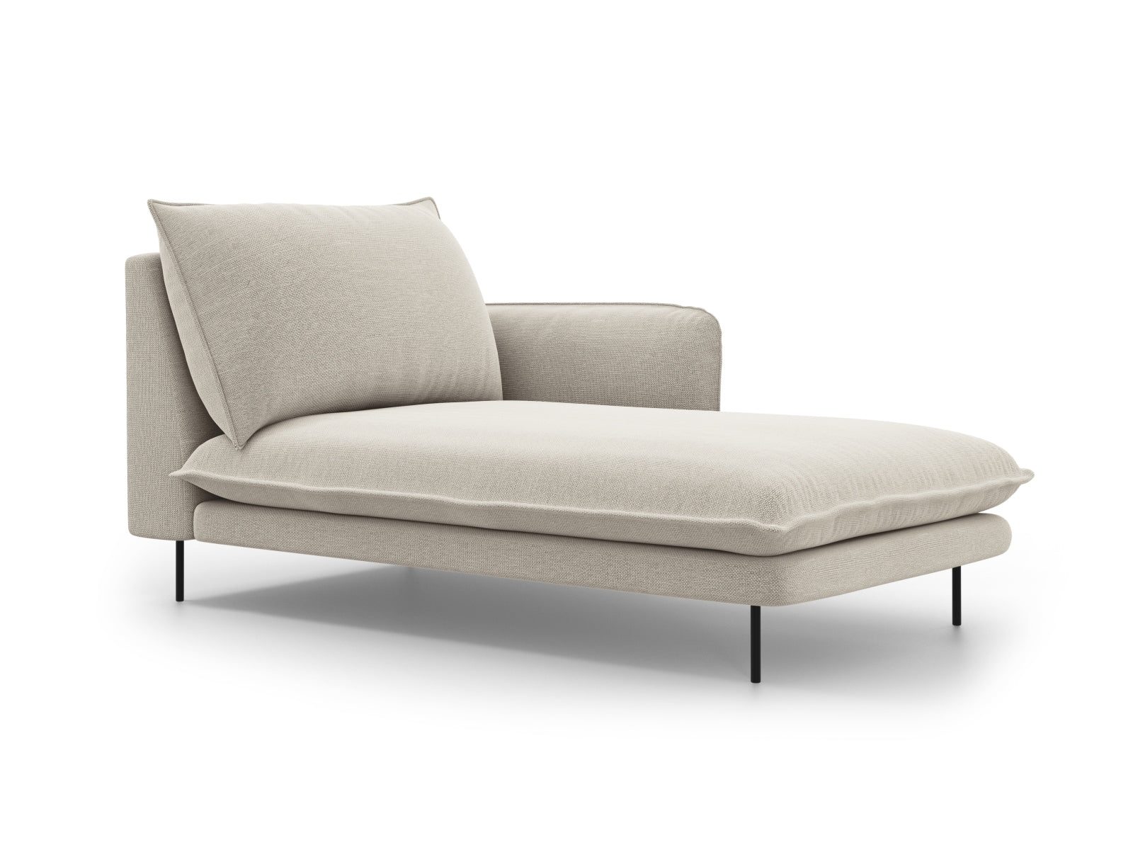 Vienna Sofa Chaise Lounge rechts 1 Sitz 110cm in Light Beige/Schwarz-Positano präsentiert im Onlineshop von KAQTU Design AG. L-Sofa rechts ist von Cosmopolitan Design