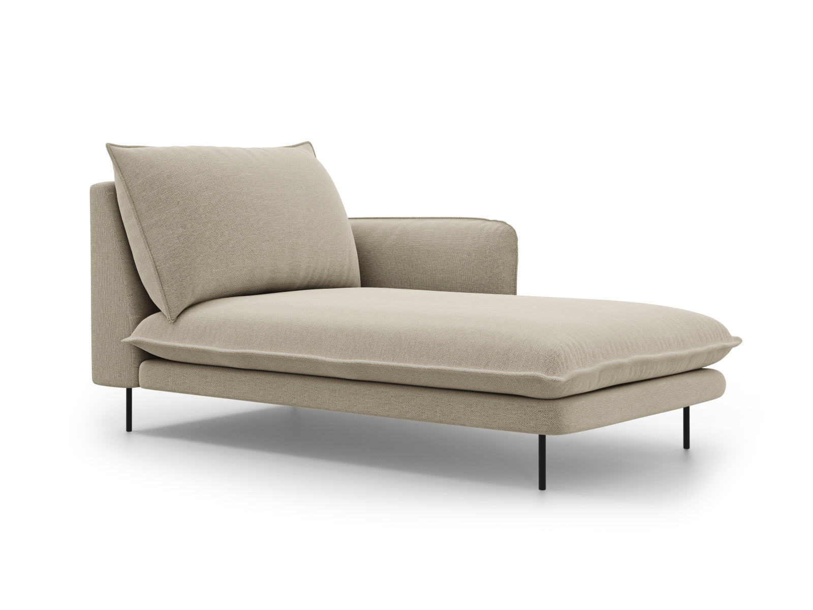 Vienna Sofa Chaise Lounge rechts 1 Sitz 110cm in Beige/Schwarz-Positano präsentiert im Onlineshop von KAQTU Design AG. L-Sofa rechts ist von Cosmopolitan Design