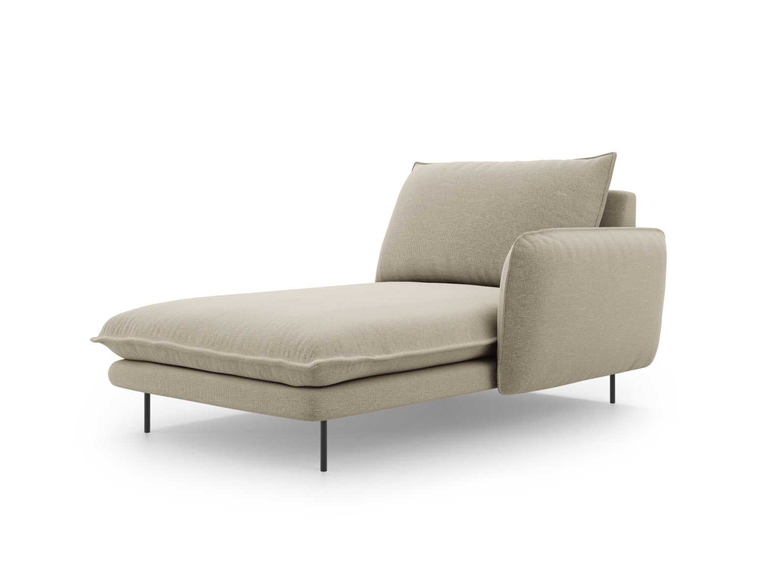 Modernes Vienna Sofa Chaise Lounge in stilvollem Beige und Schwarz, perfekt für gemütliche Wohnbereiche. Bequeme 1-Sitz-Option mit elegantem Design.