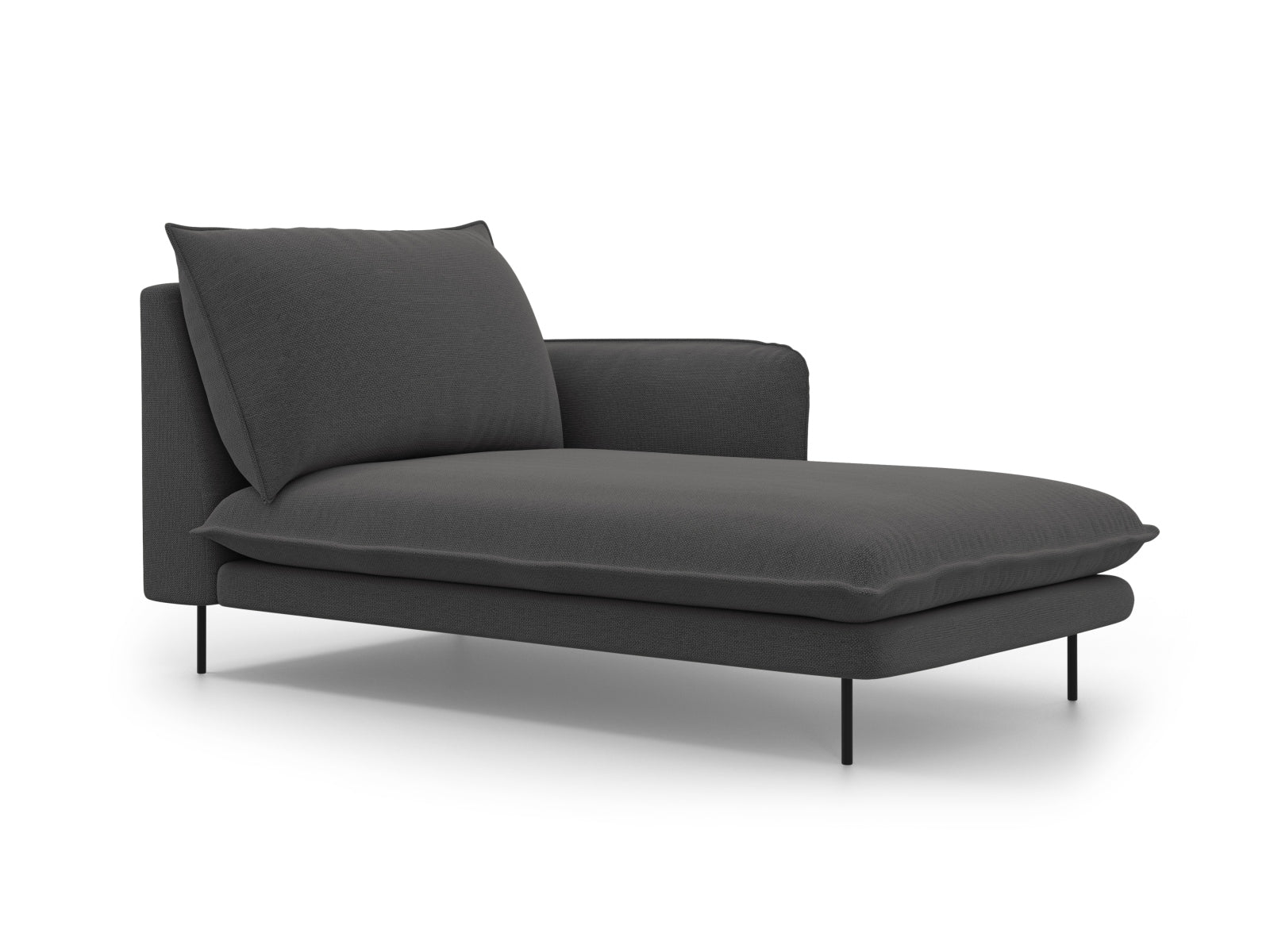 Vienna Sofa Chaise Lounge rechts 1 Sitz 110cm in Dark Grey/Schwarz-Positano präsentiert im Onlineshop von KAQTU Design AG. L-Sofa rechts ist von Cosmopolitan Design