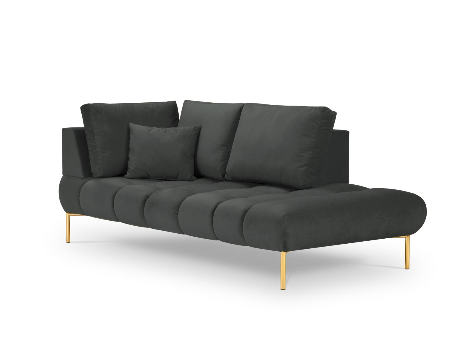Hastings Velour Chaise Longue rechts 2 Sitzer in Dark Grey präsentiert im Onlineshop von KAQTU Design AG. Modulares Sofa ist von Cosmopolitan Design