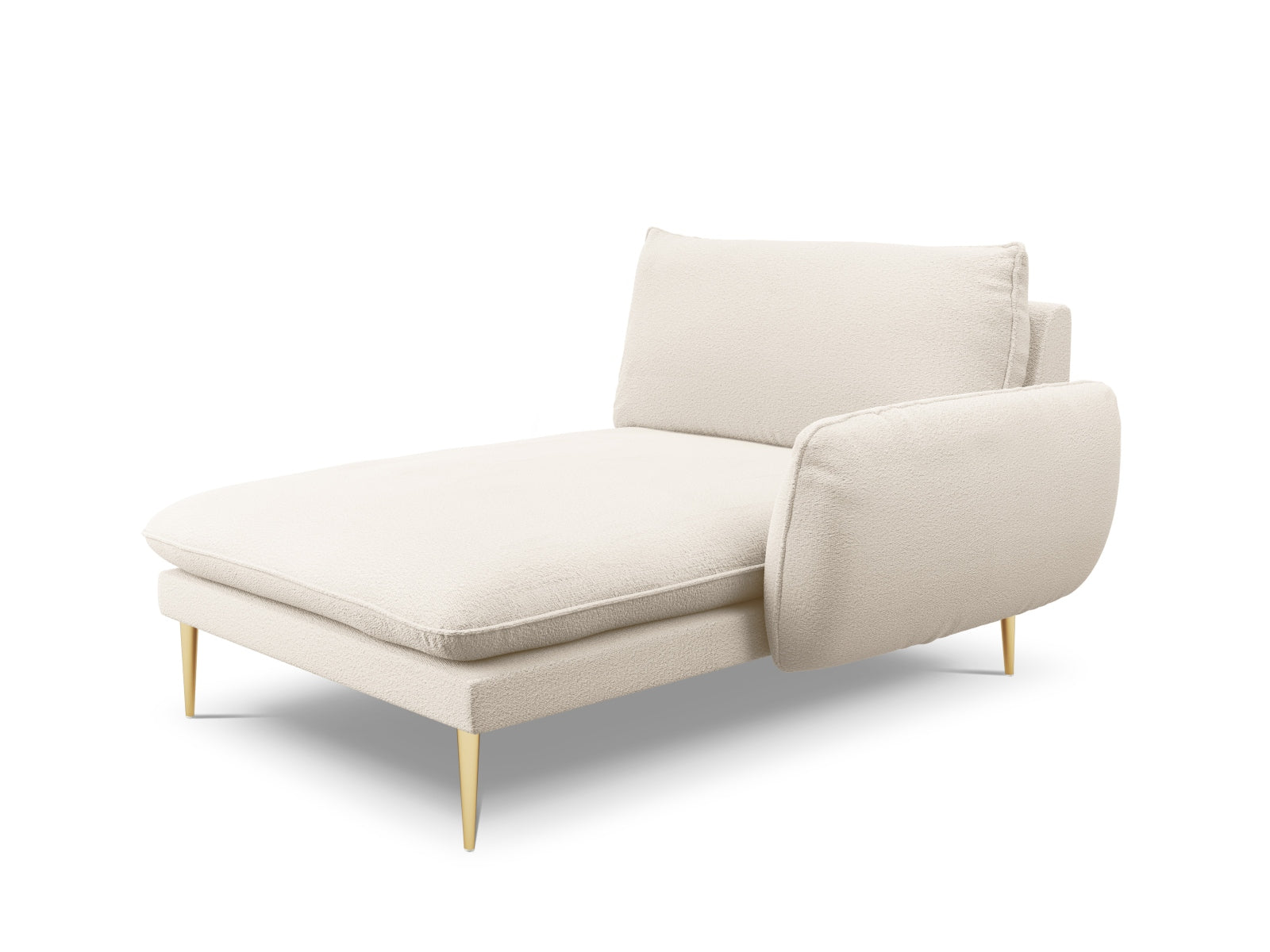 Vienna Boucle Sofa Chaise Lounge rechts 1 Sitz 110cm in Beige/Gold präsentiert im Onlineshop von KAQTU Design AG. L-Sofa rechts ist von Cosmopolitan Design