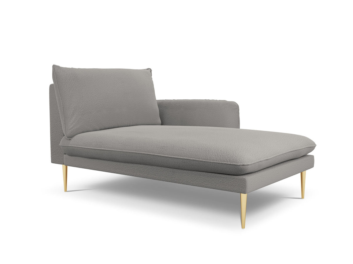 Vienna Boucle Sofa Chaise Lounge rechts 1 Sitz 110cm in Grey/Gold-Ascot präsentiert im Onlineshop von KAQTU Design AG. L-Sofa rechts ist von Cosmopolitan Design